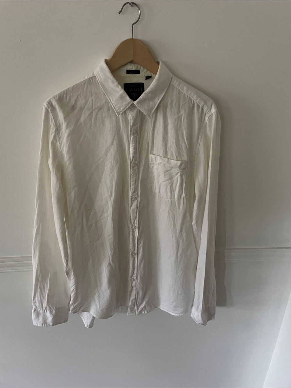 Guess Men's White Long-Sleeve Dress Shirt